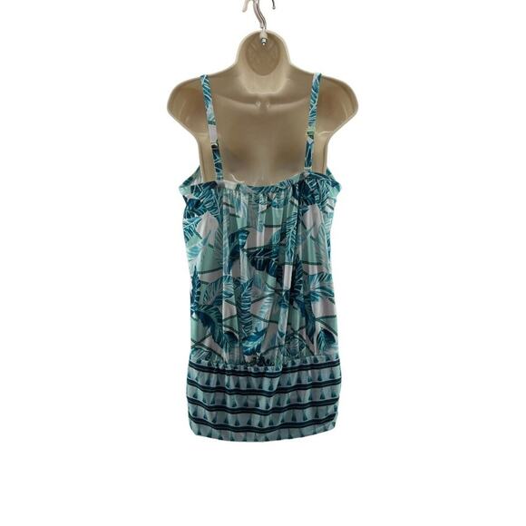 Swimsuits For All Plus Size Lightweight Blouson Tankini Top Size 16 Teal Ropes - Picture 5 of 5